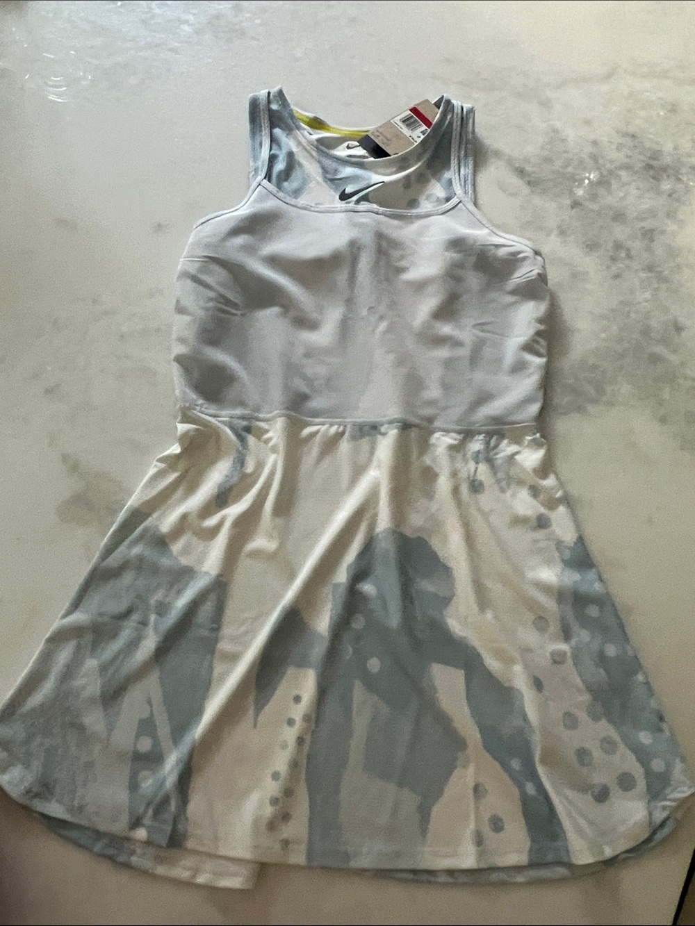 Nike Light Gray and White Athletic Tank Dress